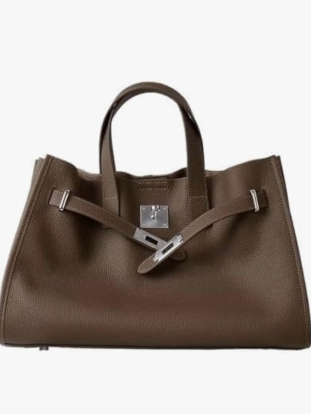 NEW Amazon brand -HaiPomo Structured Taupe Leather Tote with Detachable Strap
